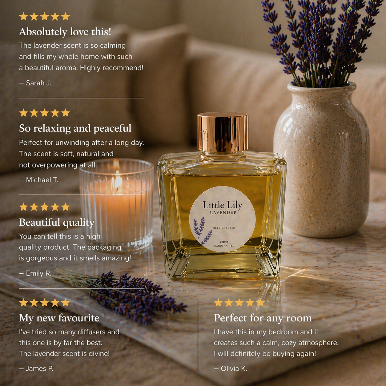 Lavender-scented diffuser bottle with top reviews